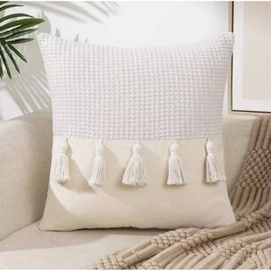 Pack 2 Fundas De Coj&iacute;n 45x45cm Dise&ntilde;o Lino Tejida Con Flecos