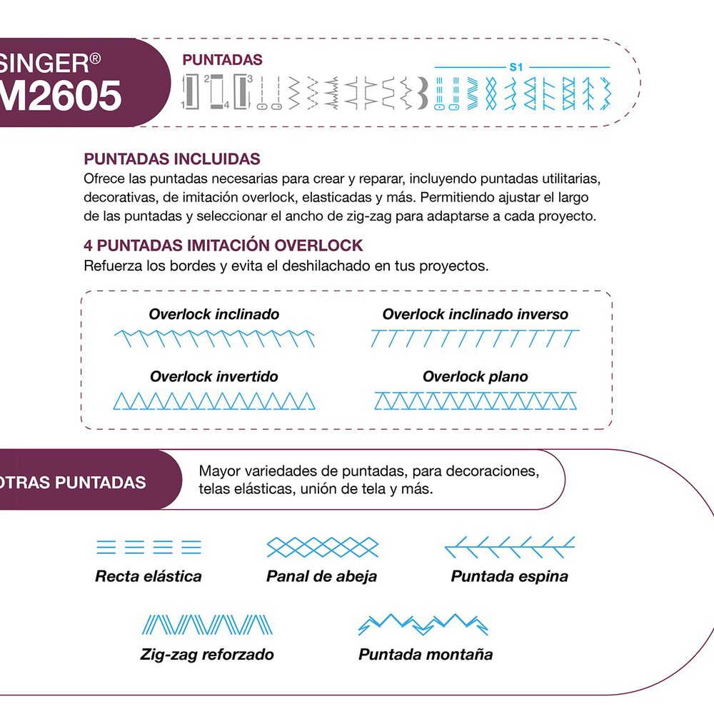M&aacute;quina De Coser Recta Zig Zag Singer M2605 image number 2.0
