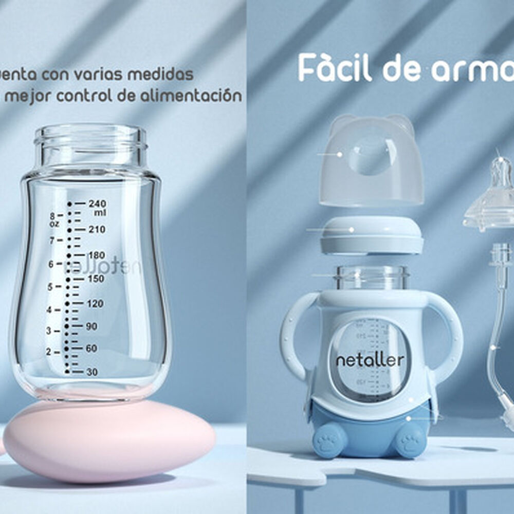 Mamaderas Con Chupetes Y Protector Lubabycas Azul image number 5.0