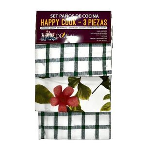 Set 3 Pa&ntilde;os De Cocina Happy Cook Verde