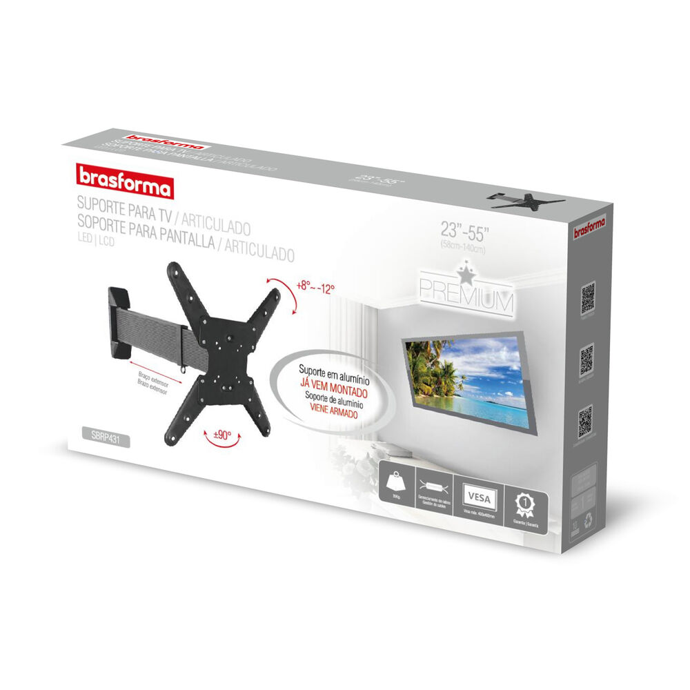 Soporte Para Tv Con Brazo Telesc&oacute;pico De 68 Cm - 23" A 55" Brasforma image number 6.0