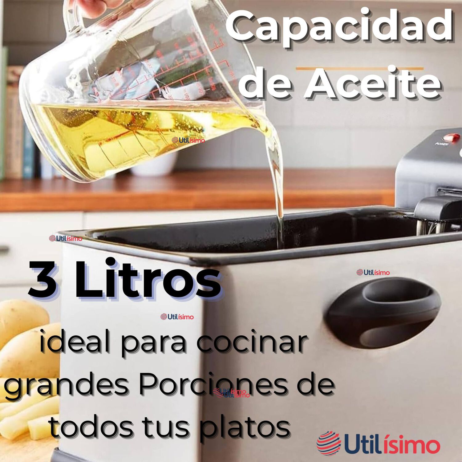 Freidora De Aceite 3l El&eacute;ctrica 2000w De Potencia Acero Inoxidable image number 5.0