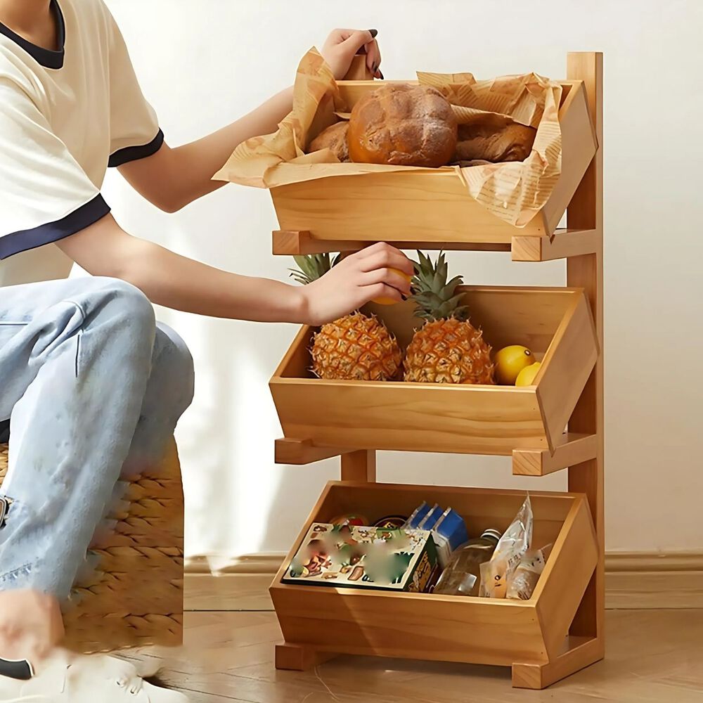 Estante De Madera Maciza 3 Niveles Cocina Exhibicion image number 2.0