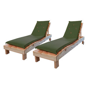 Reposeras Pack-2 + Mesa En Madera Natural Tapiz Verde