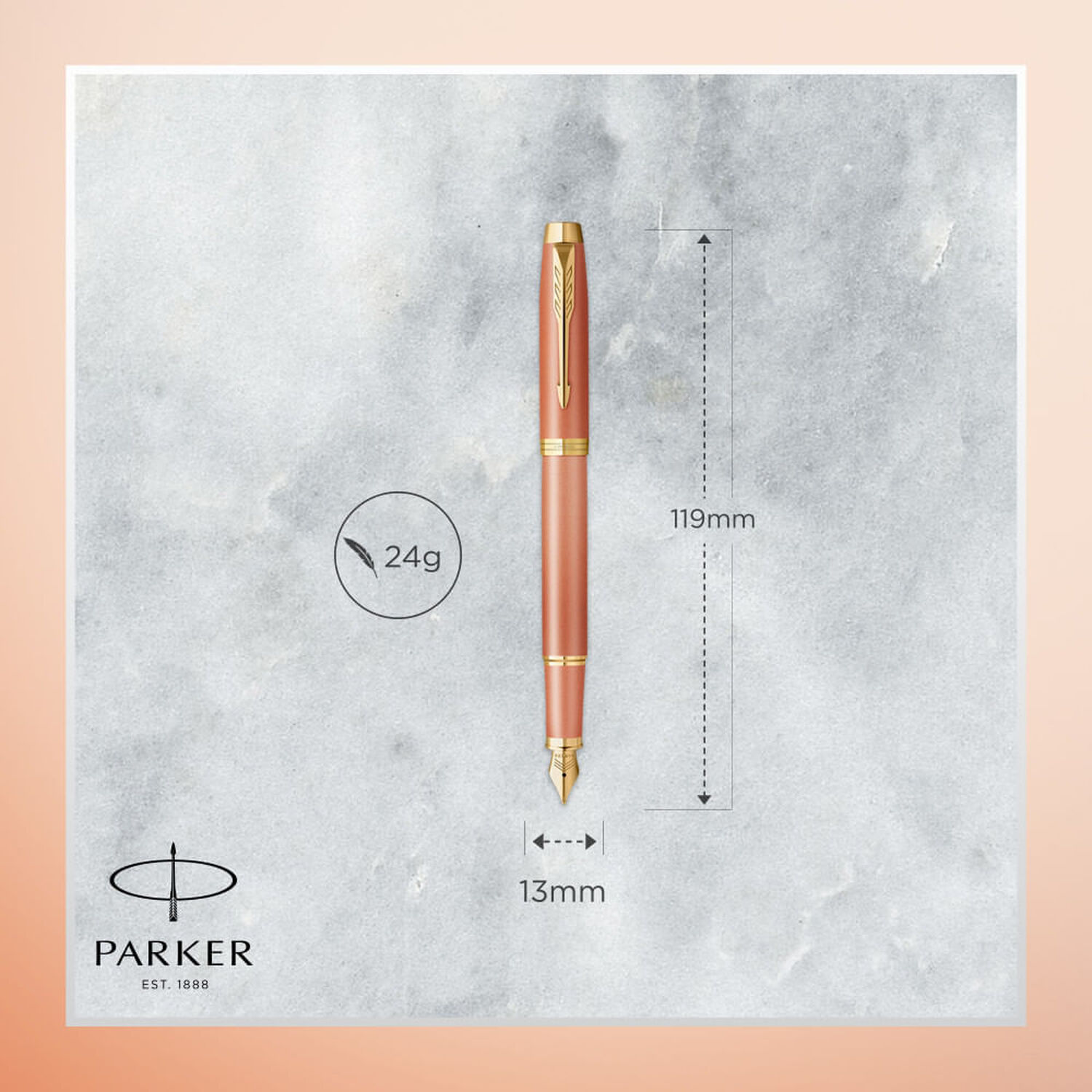 Parker Im Writing Rituals Pluma Estilogr&aacute;fica Acabado Naranja Degradado Y Adornos Dorados image number 9.0