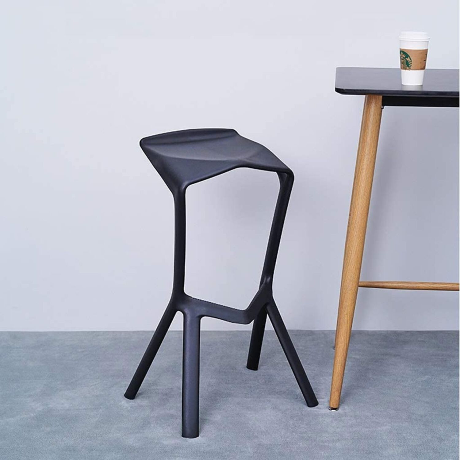 Silla Taburete Bar Apilable Negro 51x42x81cm image number 5.0
