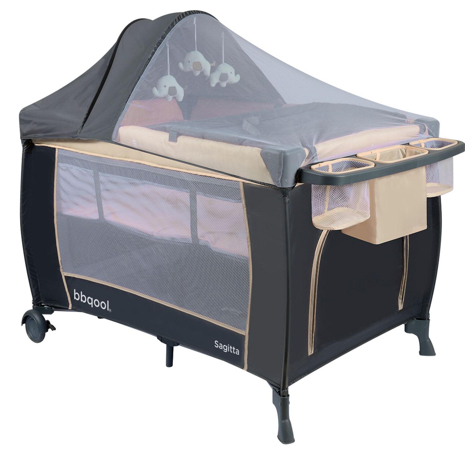 Cuna Playard Sagitta Beige + Colch&oacute;n De Espuma image number 2.0
