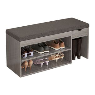 Puff Organizador Zapatero Multifuncional Madera 80x24x43 Cm