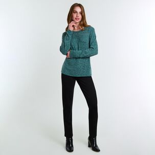 Sweater Melange Manga Larga Cuello Redondo Mujer Lesage