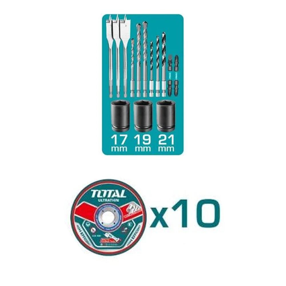 Kit 20v Inalámbrico Llave Impacto, Taladro Percutor, Amoladora Y Foco Led, Baterías Y Cargador Total image number 6.0