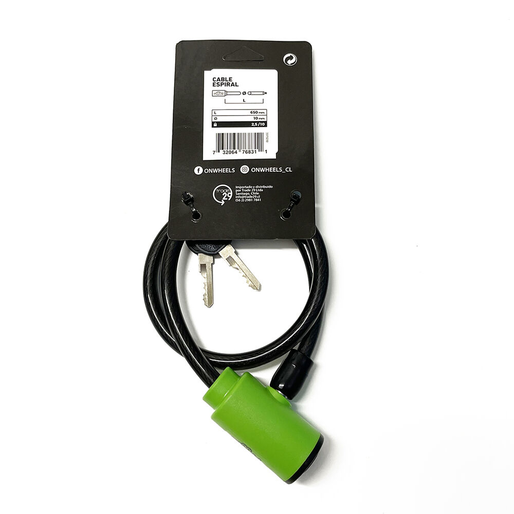 Cadena Espiral Onwheels Con Llave 10x650mm Verde image number 1.0