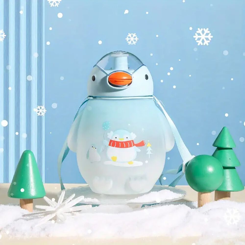 Botella Agua Pinguino Kawaii 1500ml Celeste Con Correa image number 2.0