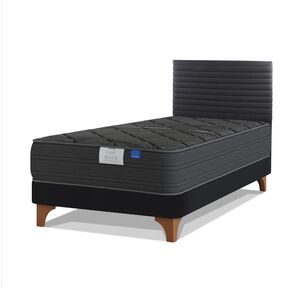 Cama Europea Flex Black / 1.5 Plazas / Base Normal + Respaldo