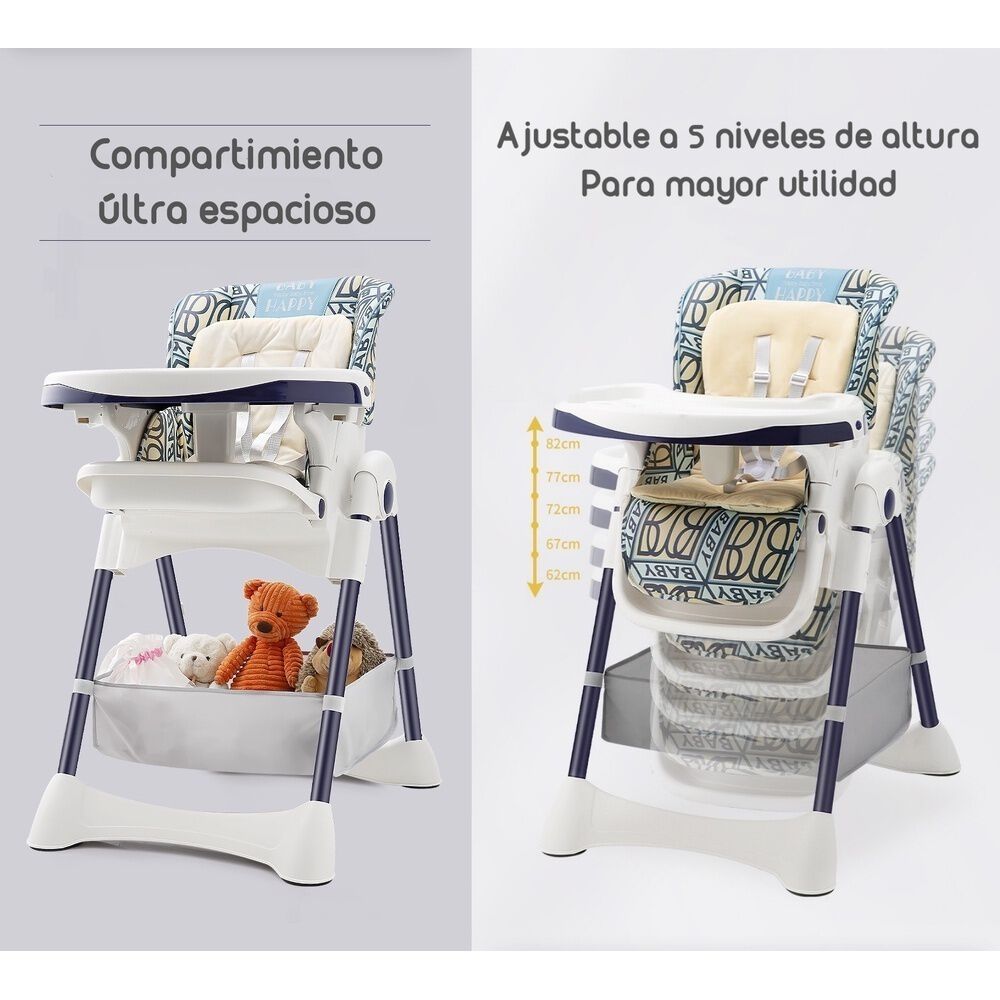 Silla De Comer Multiposiciones Con Ruedas Azul image number 4.0