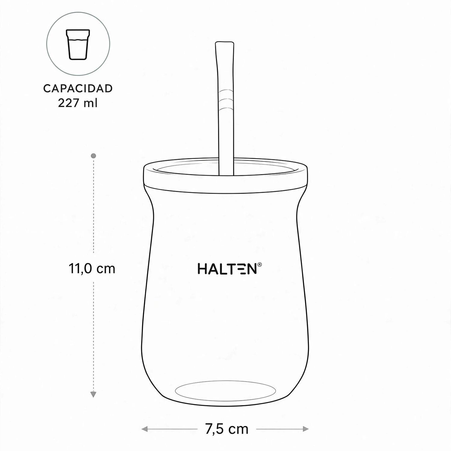 Mate T&eacute;rmico De Acero Inoxidable 300 Ml Con Bombilla Conserva Calor 1 Hora Y Fr&iacute;o 6 Horas Color Gris image number 7.0