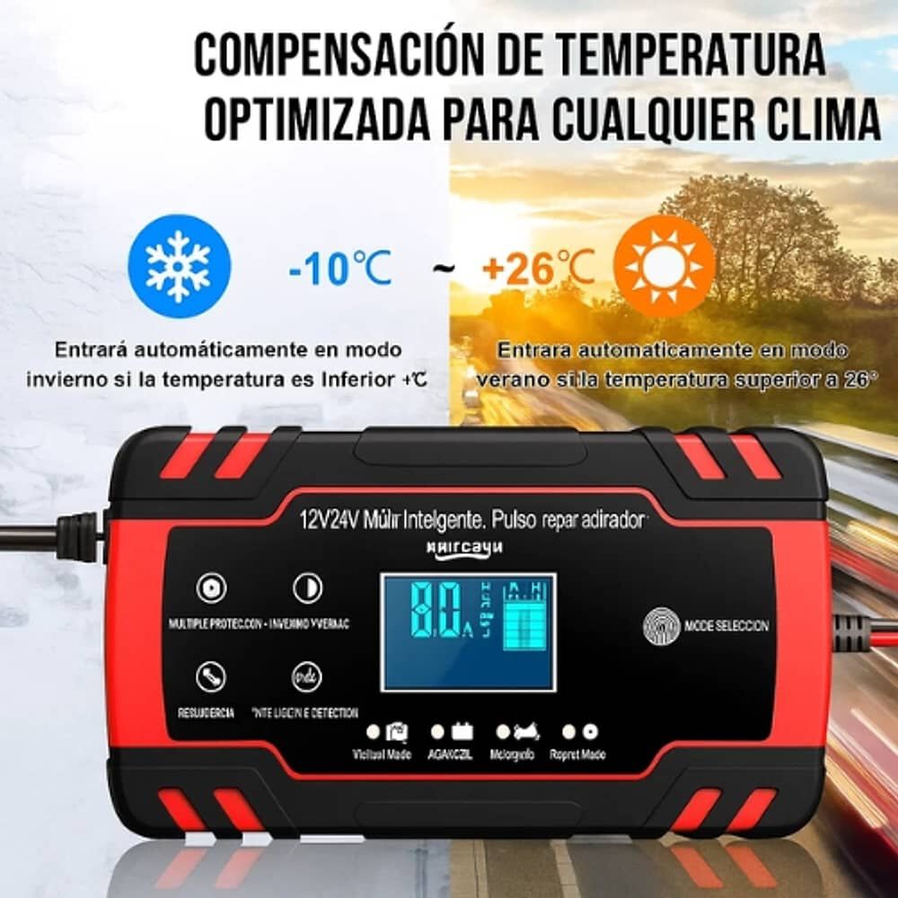 Cargador Bater&iacute;a 12v 10a Auto Moto Carga Rapida Inteligente image number 2.0