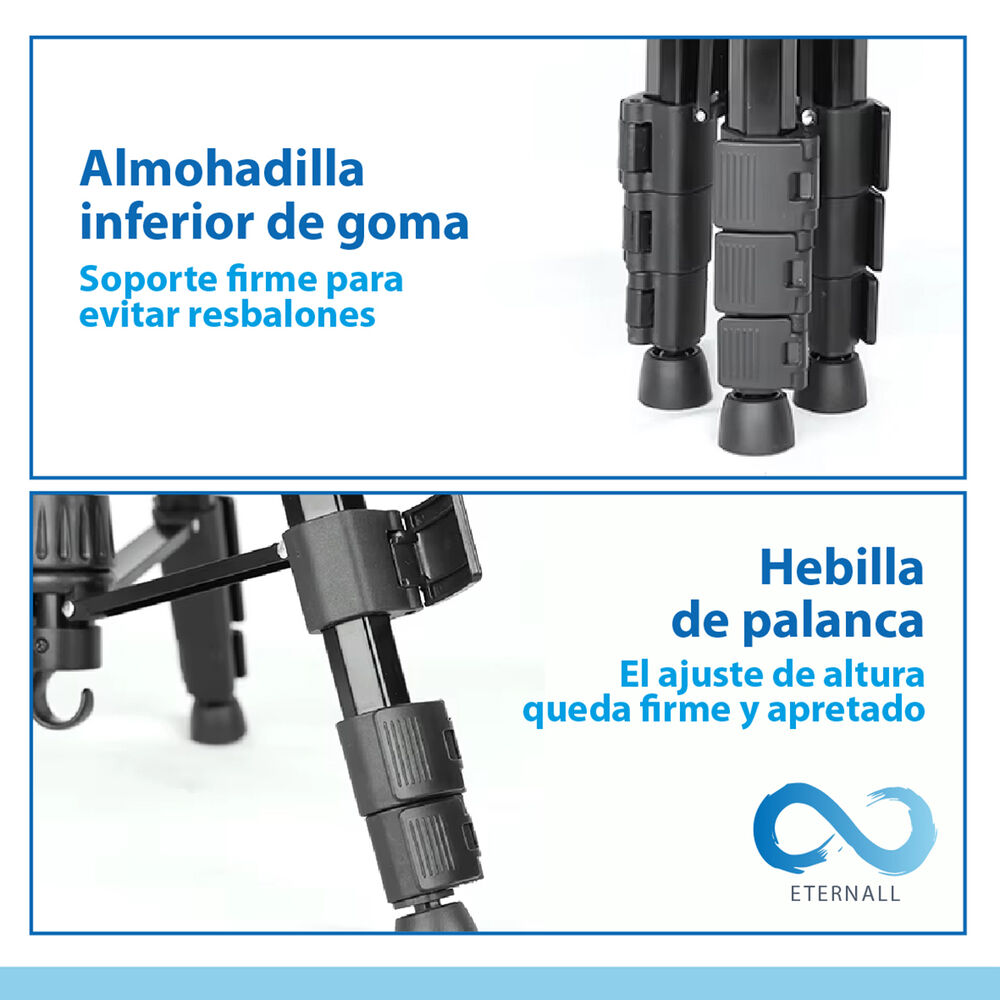 Trípode Celular Camara Portátil Aluminio Carga 10 Kg 170 Cm image number 7.0