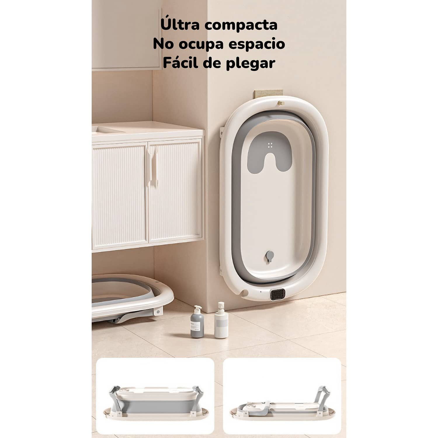Ba&ntilde;era Con Respaldo De Ducha Comfort Gris Lubabycas image number 6.0