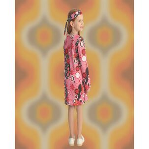Disfraz Hippie Ni&ntilde;a A&ntilde;os Sesenta Con Vestido Psicod&eacute;lico Para Carnaval, Halloween, Fiesta Tem&aacute;tica Y Teatro