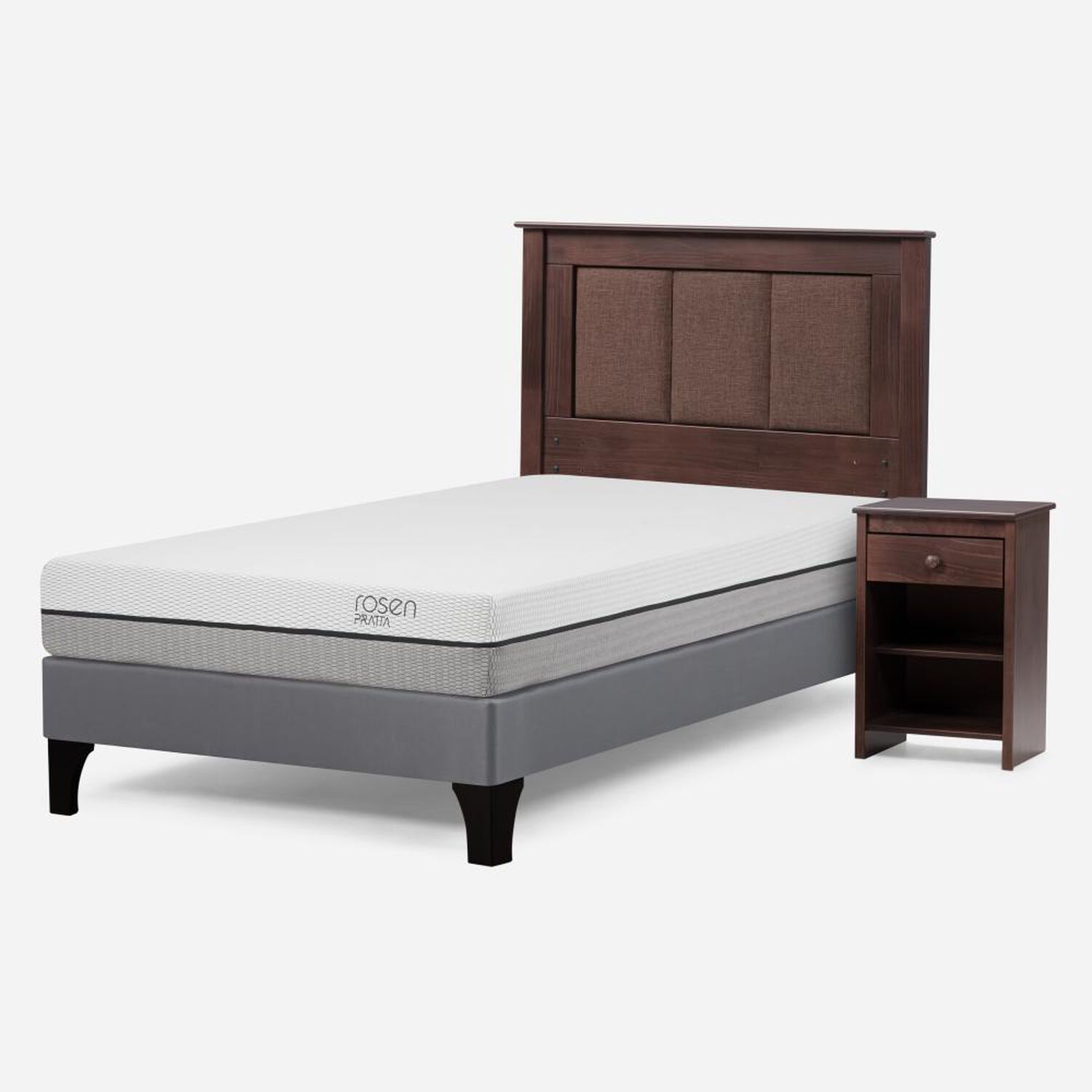Cama Europea Rosen Pratta / 1.5 Plazas / Base Normal + Set De Maderas Rachel image number 1.0