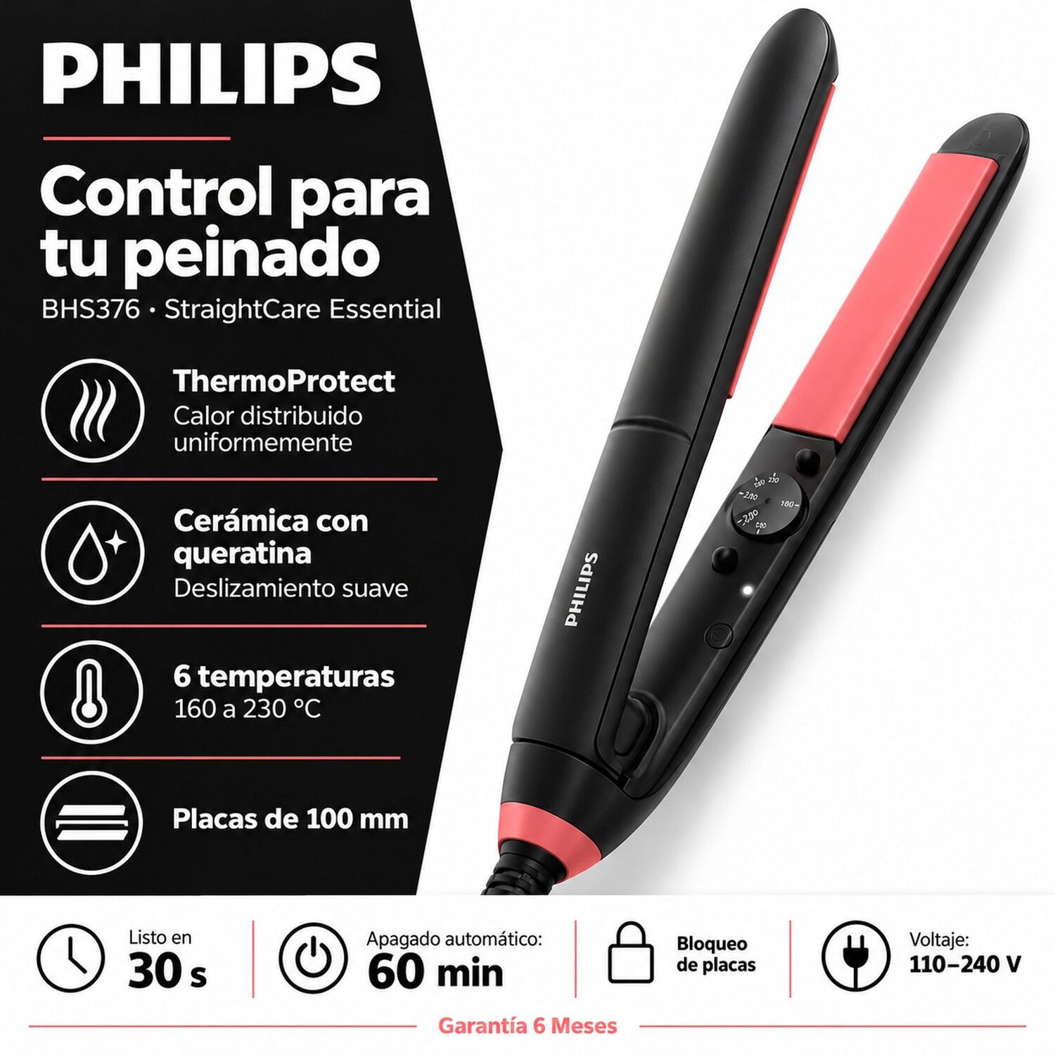 Alisador Philips Bhs376 Thermoprotect Cer&aacute;mica Queratina image number 7.0