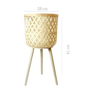 Porta Maceta Macetero Ratan Y Bambu L