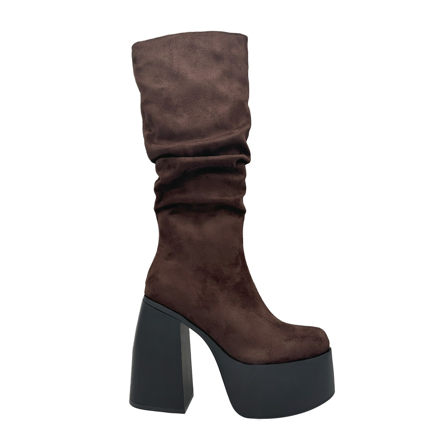 Bota Para Mujer Estilo Corrugado Y Platadorma Alta Cafe image number 4.0