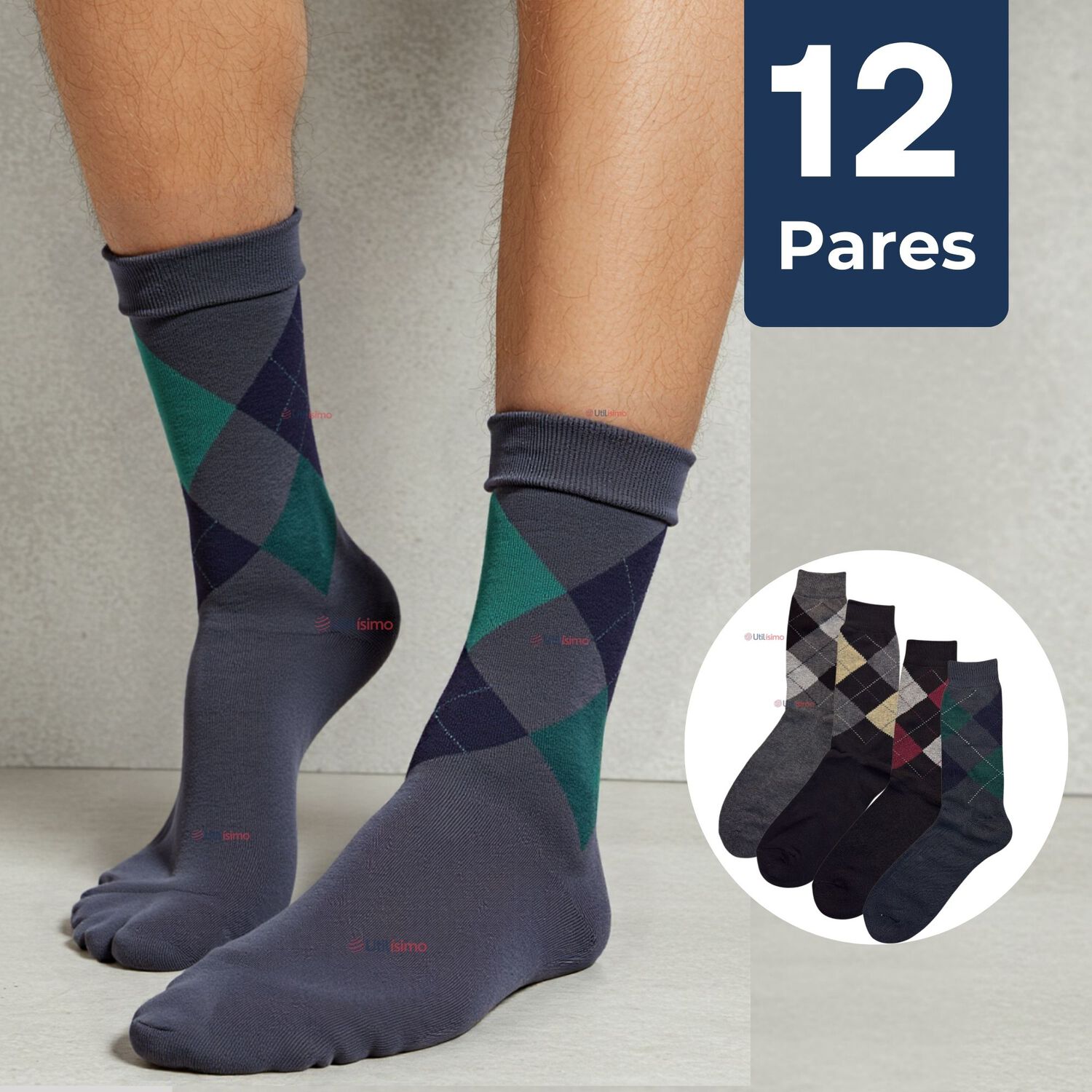 Pack 12 Pares Calcetines De Vestir Hombre Rombos Surtidos image number 0.0