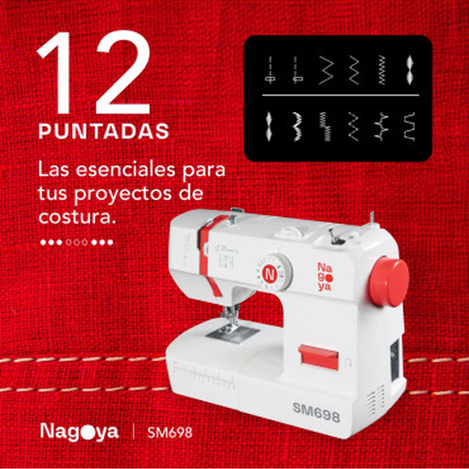 Maquina De Coser 12 Puntadas Nagoya Sm 698 image number 5.0