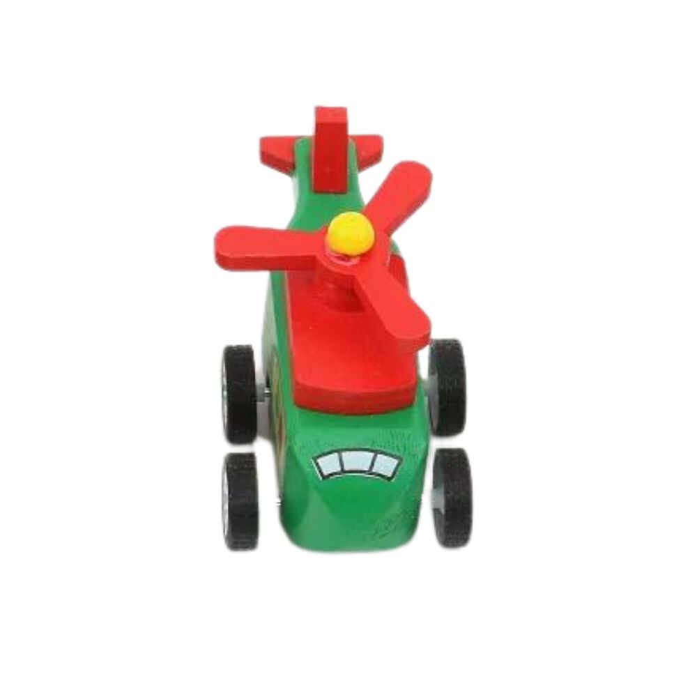 Helicoptero De Madera A Cuerda De 12cm Juguete Para Ni&ntilde;os image number 1.0