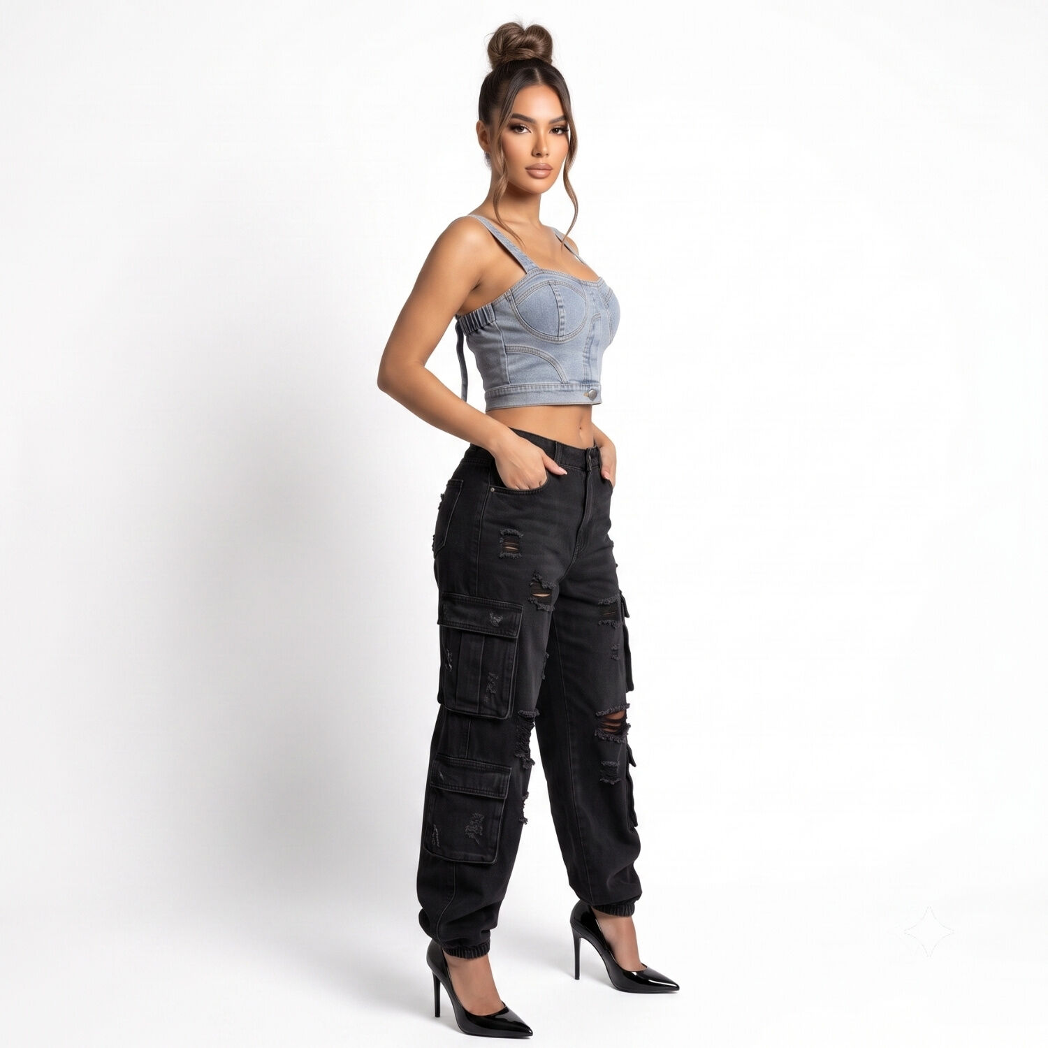 Crop Top Cors&eacute; Denim Mujer Dalilah image number 3.0