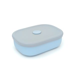 Plato Silicona Con Tapa Celeste