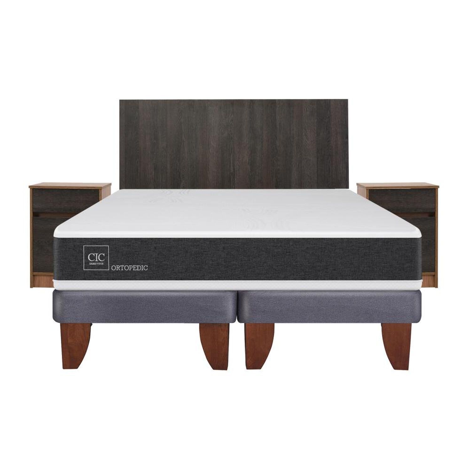 Cama Europea Cic New Ortopedic / King / Base Dividida + Set De Maderas image number 0.0