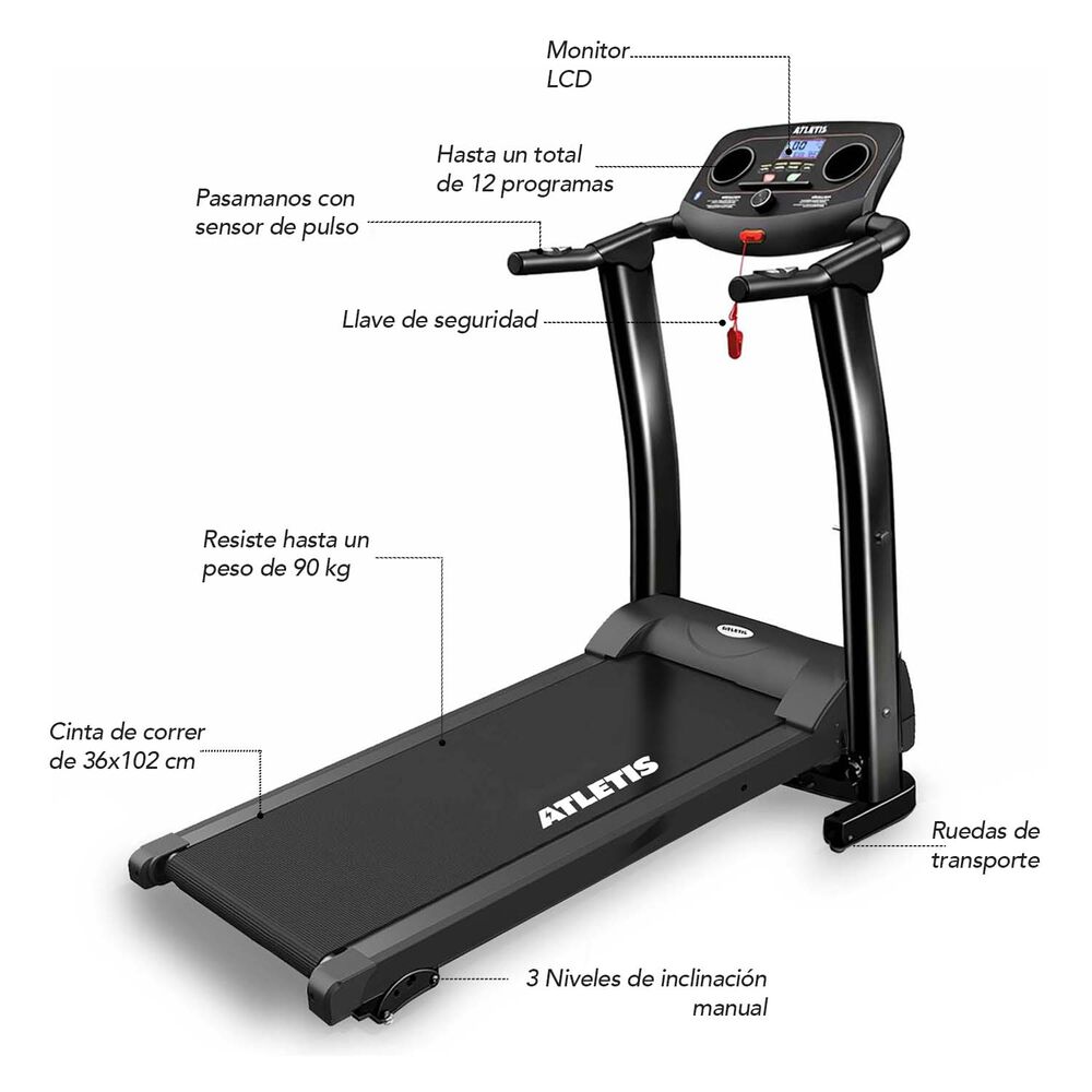 Trotadora M201 12 Km/h 1.5 Hp Negra image number 6.0