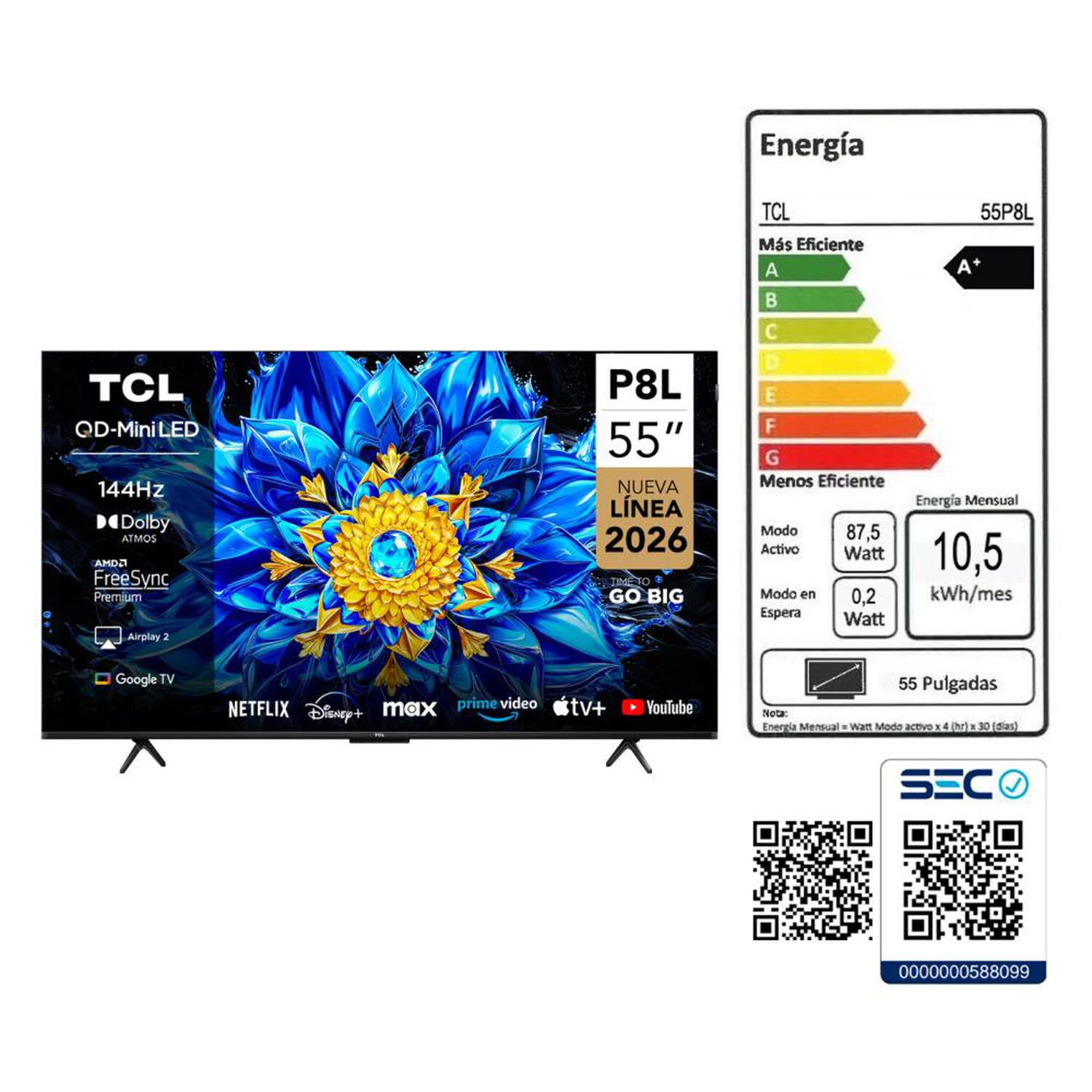 Led 55" TCLP8L / Ultra HD 4K / Smart TV image number 11.0