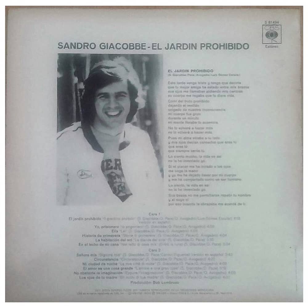 Sandro Giacobbe - El Jardin Prohibido | Vinilo Usado image number 1.0