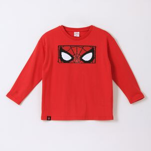 Polera Manga Larga Ni&ntilde;o Lentejuelas Spiderman Rojo Marvel
