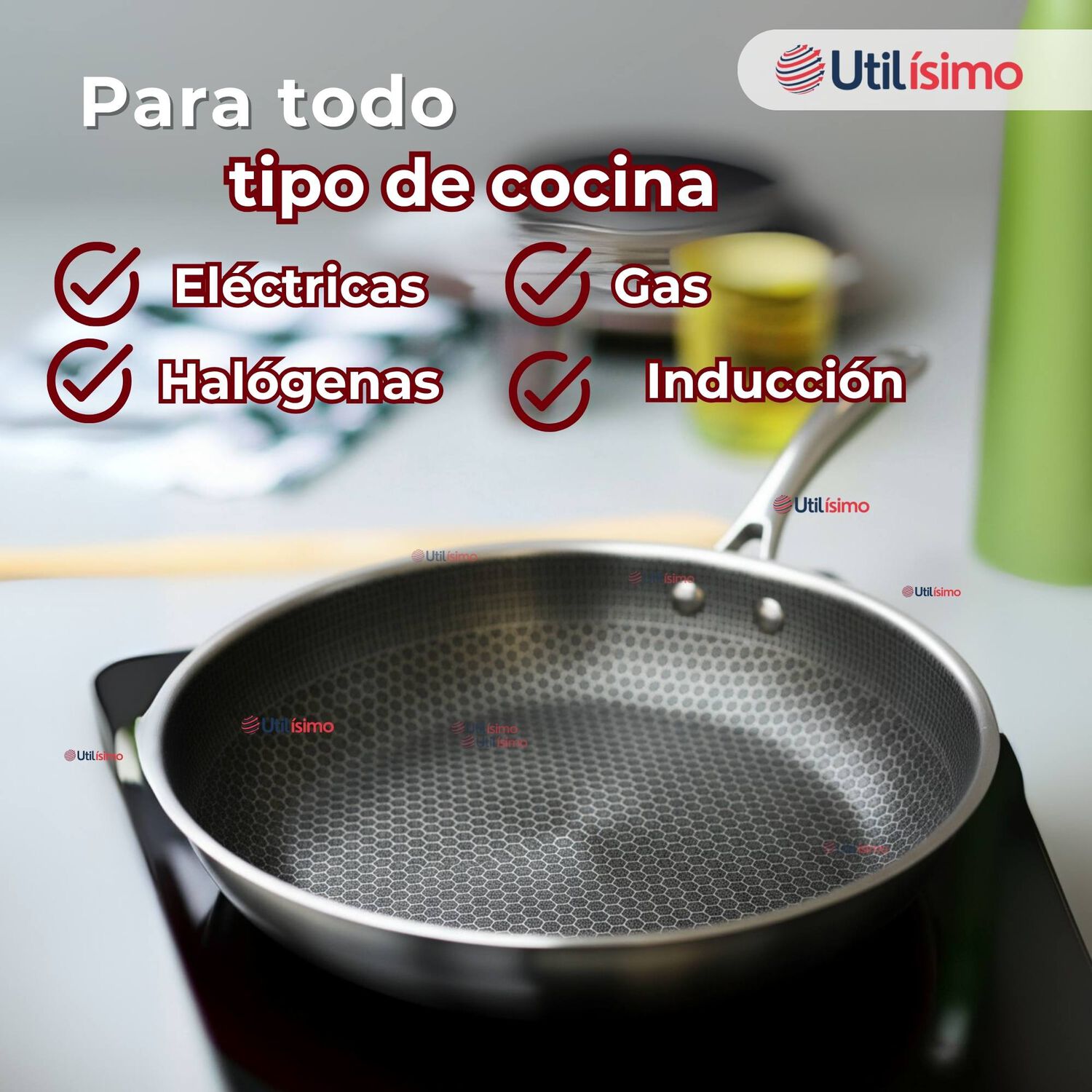 Sart&eacute;n Acero Inoxidable Antiadherente 24cm Para Cocinar Fre&iacute;r Saltear image number 4.0