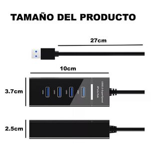 Hub 4 Puertos Multi Usb 3.0 Indicador Luz Led Adaptador