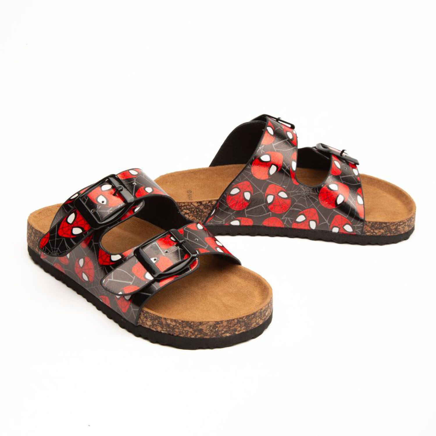 Sandalia Slide Ni&ntilde;o Caras Spiderman Negro/rojo image number 2.0