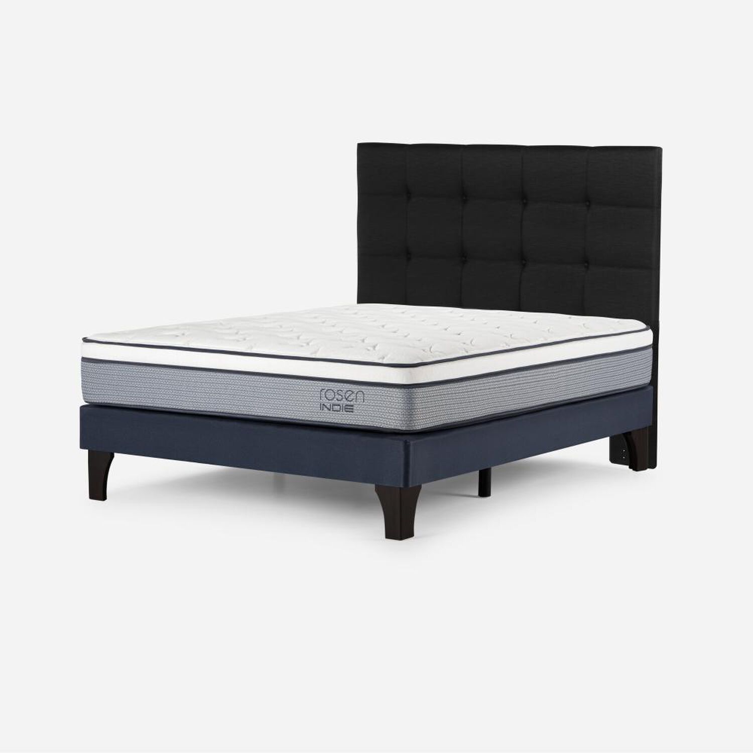 Cama Europea Rosen Indie / 2 Plazas / Base Normal + Respaldo Issey Grafito image number 2.0