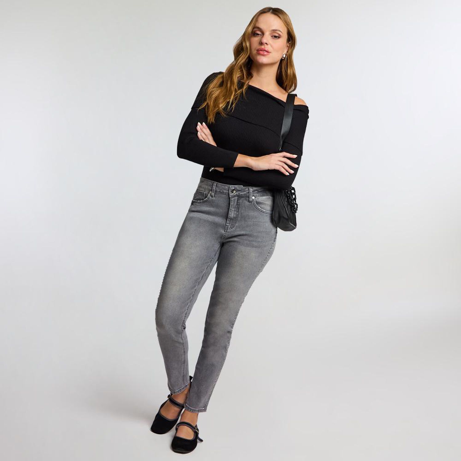 Jeans Aplicaci&oacute;n Strass Tiro Alto Skinny Mujer Kimera image number 1.0