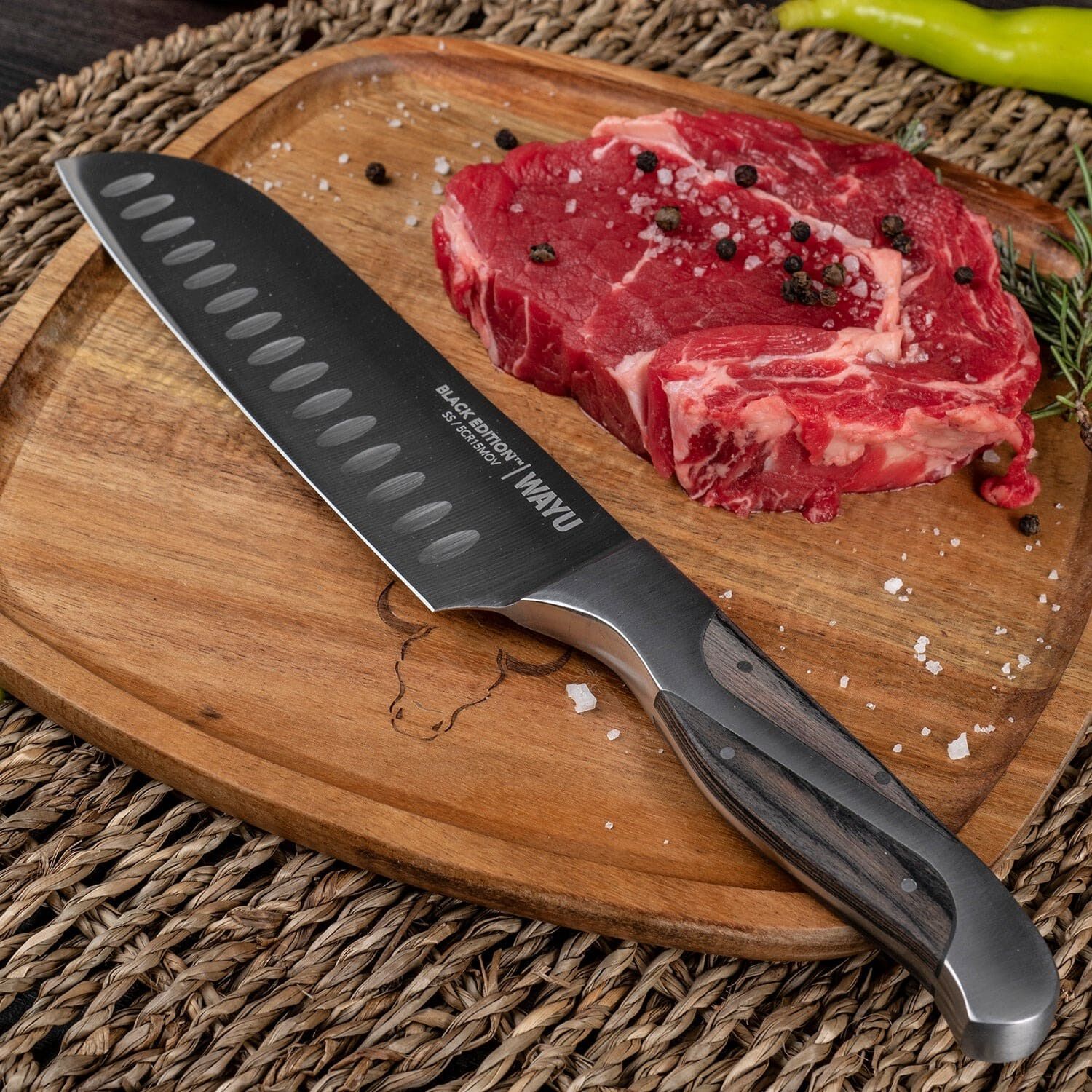 Cuchillo Santoku Black Edition Wayu image number 0.0