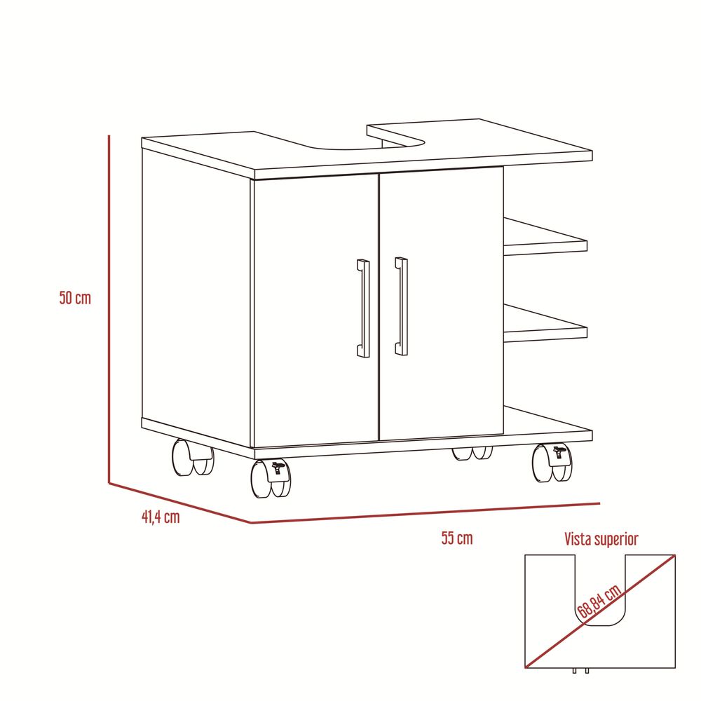Mueble Ba&ntilde;o 2 Puertas Fm-003c Caf&eacute; Claro image number 7.0