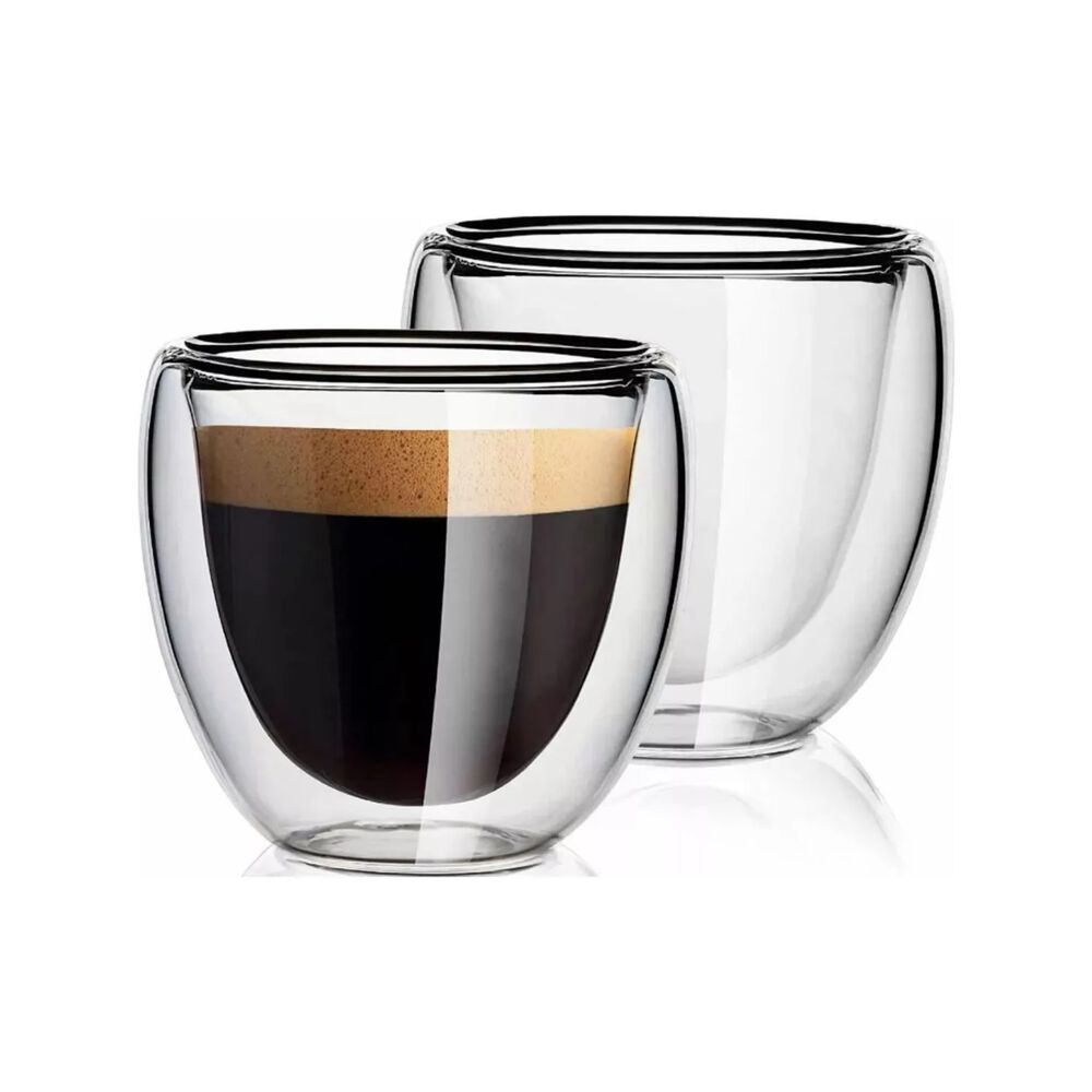Set 4 Vasos Vidrio Doble Pared Térmico 80 Ml Transparente image number 2.0