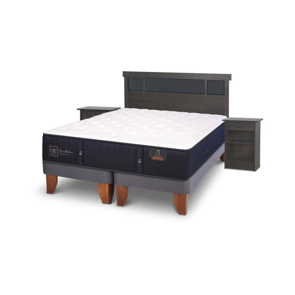 Cama Europea Cic Premium / 2 Plazas / Base Dividida + Set De Maderas image number 3.0