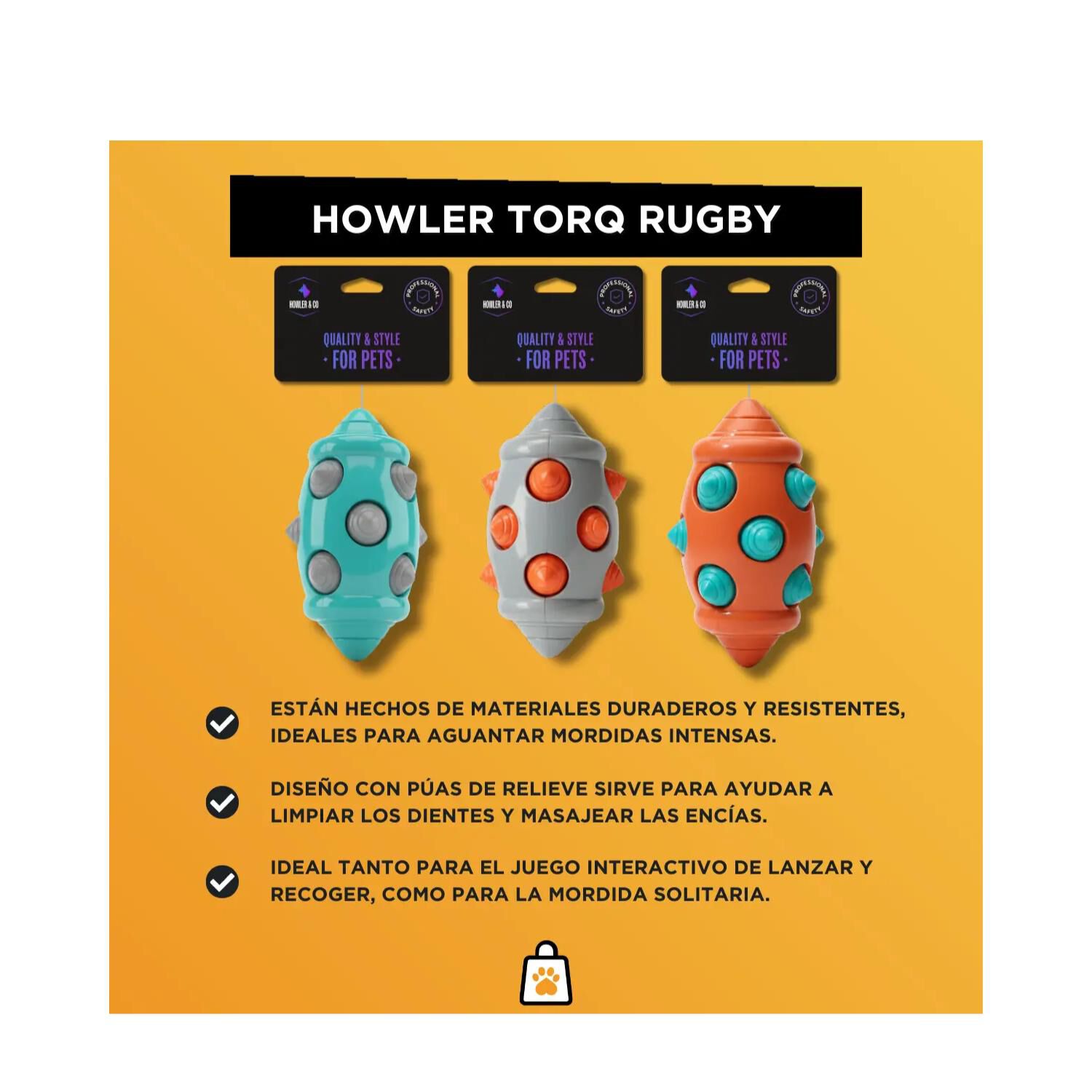 Juguete Para Morder Rugby Con Textura 16cm Para Mascotas image number 2.0