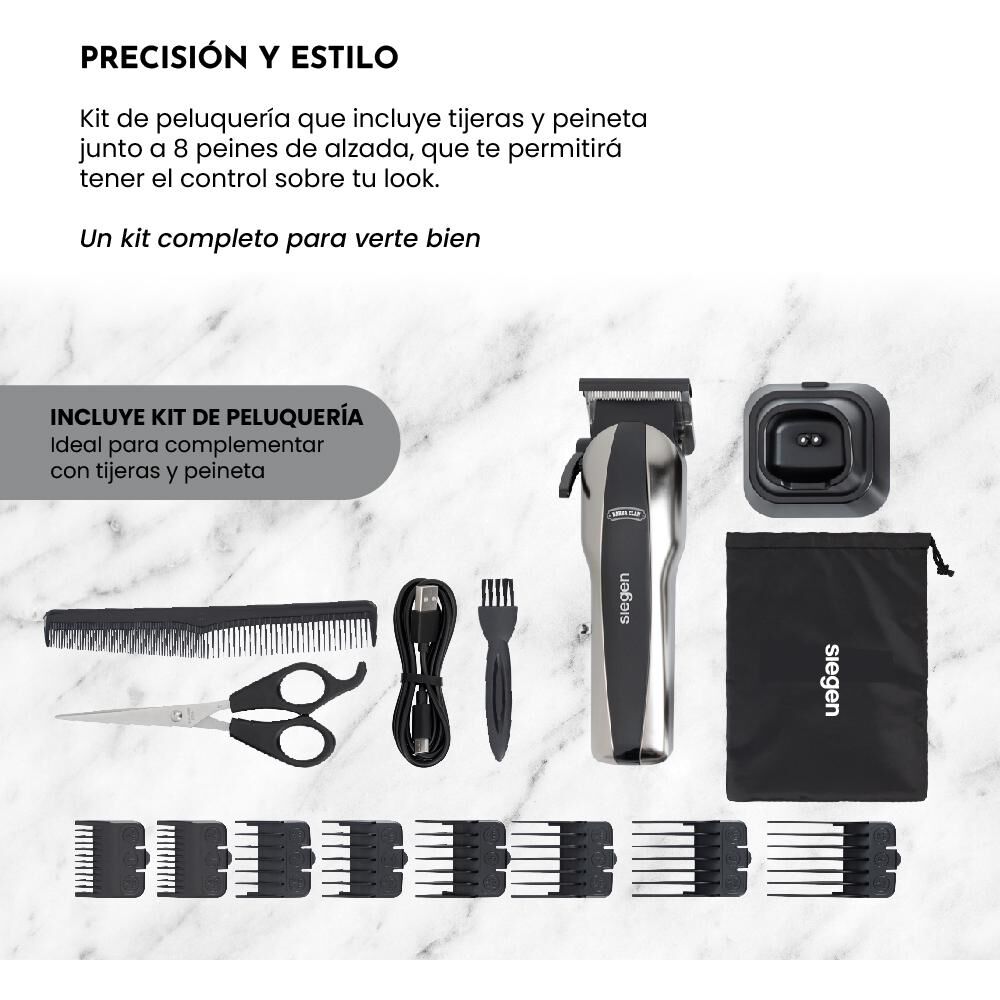 Corta Pelo Siegen SG-8620, Carga Rápida + 8 peines de alzada image number 5.0