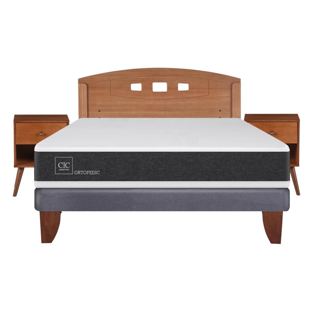 Cama Europea Cic Ortopedic / 2 Plazas / Base Normal  + Set De Maderas image number 0.0