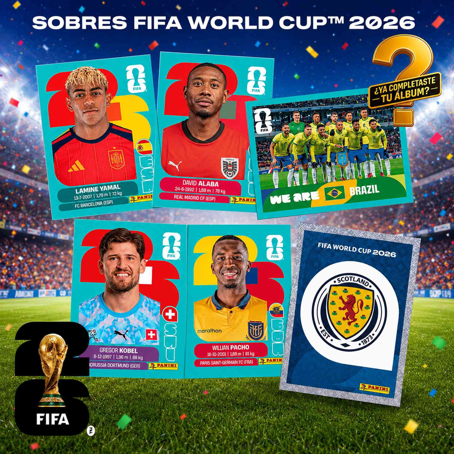 Pack 5 Sobres Mundial Fifa 2026 Panini Original 35 L&aacute;minas image number 3.0